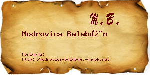 Modrovics Balabán névjegykártya